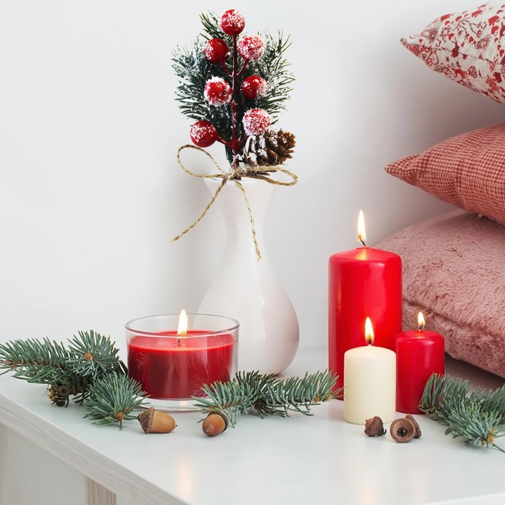 Поддельные ветки снега мороза сосны пластиковые рождественские украшения DIY