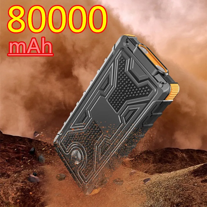

Solar Power Bank Waterproof 80000mAh Solar Charger USB Port External Charger for Xiaomi 5S Smartphone Power Bank with LED Light