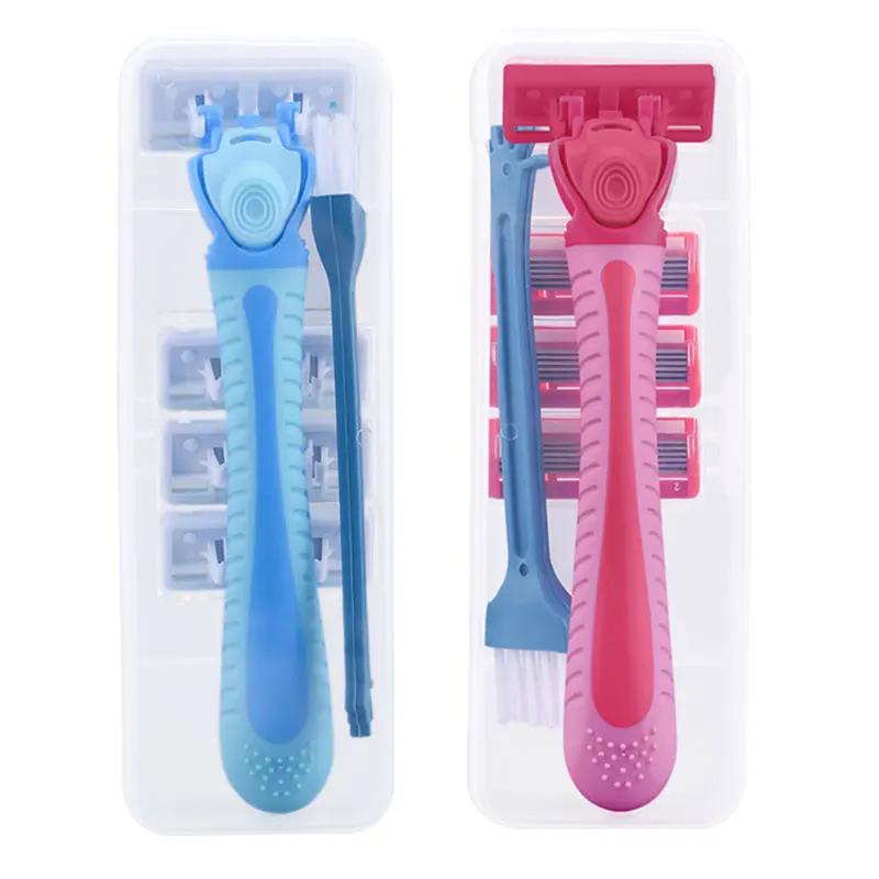 

2PCS Men's Manual Shaver Women Razor + Replacebale Blades Face Body Armpit Bikini Leg Arm Hair Rmoeval Shaving Machine & Box