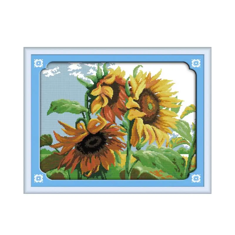 

Wind in sunflowers cross stitch kit flower 18ct 14ct 11ct count printed canvas stitching embroidery DIY handmade needlework