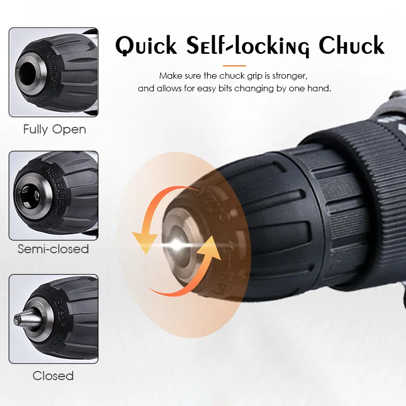 

3 in 1 Electric Drill 48VF Lithium Battery Cordless Electric Hand Drill Power Rechargeable Tools Screwdriver Power Driver
