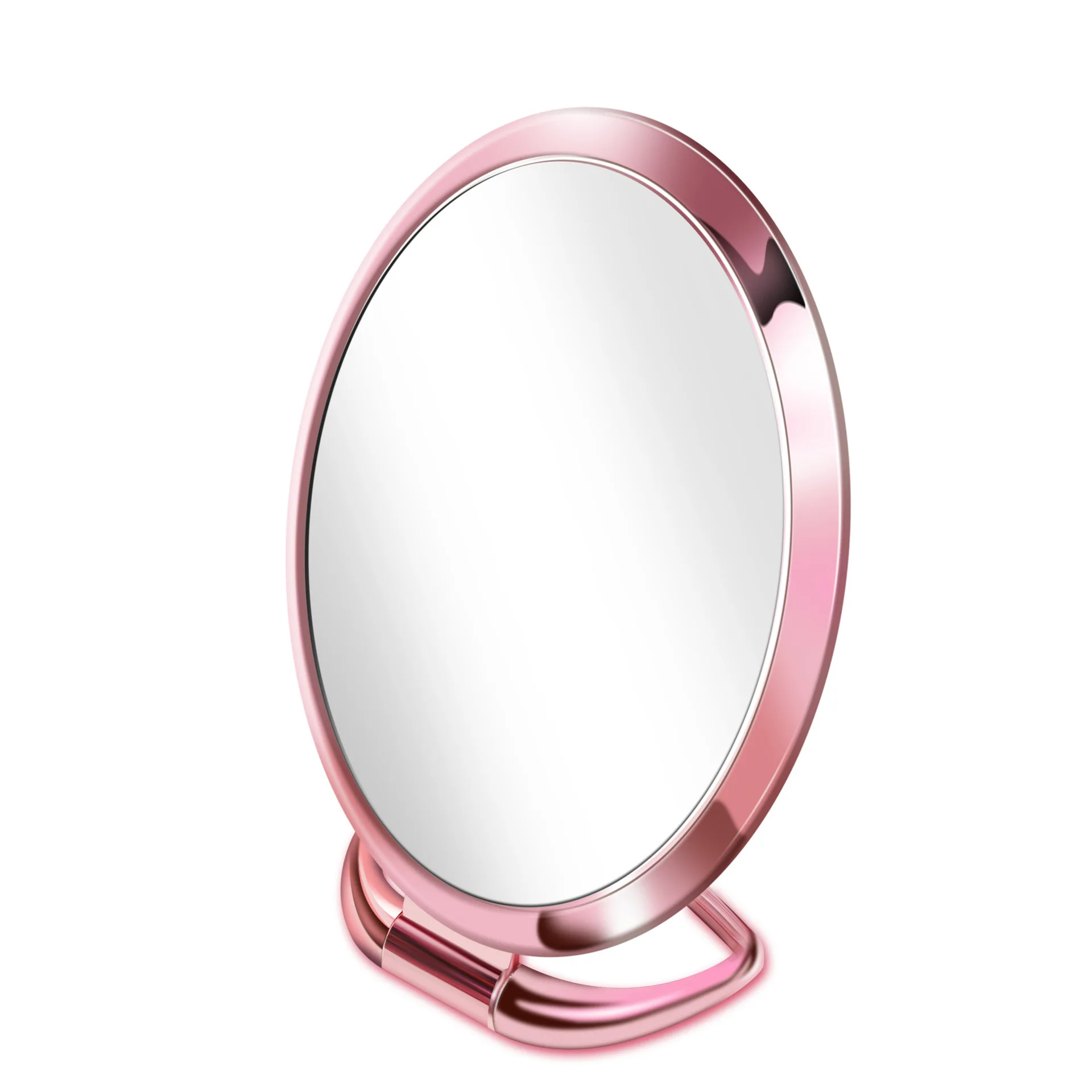 Pink oval Креативное зеркало с ручкой для салона красоты, профессиональное ручное зеркало, складная подставка, индивидуальное зеркало для макияжа, для домашнего использования в путешествиях - Цвет: Pink oval