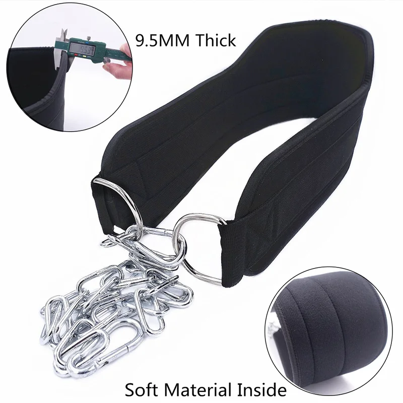 Плотный неопреновый ремень для тяжелой атлетики с цепью перекладина тяга штанга