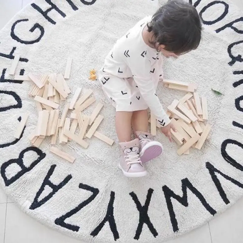 Baby Activity Mat 120cm Letter Round Area Rug Carpets Kids Play Games Living Room Decor K1MA | Мать и ребенок