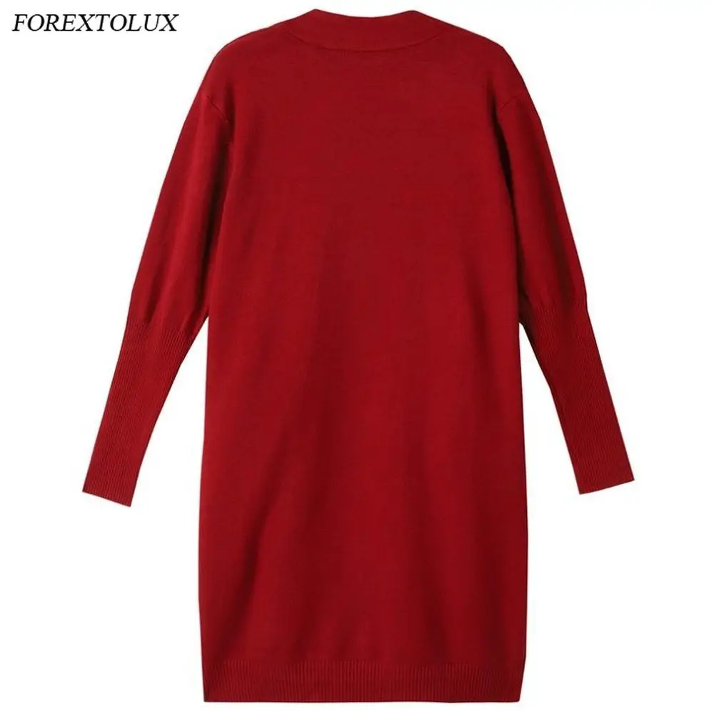 Женский длинный кардиган с карманами красный или зеленый Однотонный свитер в