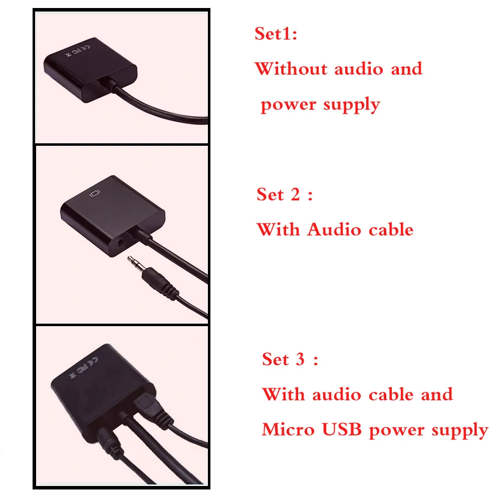 Переходник HDMI/VGA штекер-гнездо 1080P для ПК ТВ-приставки | Электроника