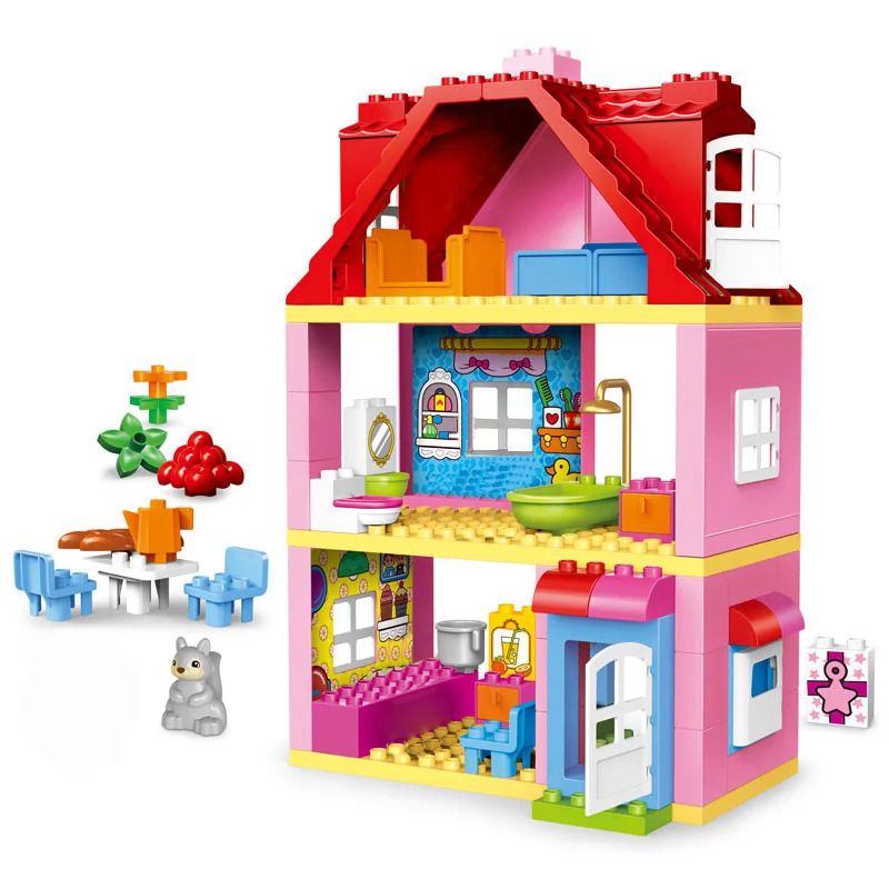 QWZ девочка принцесса большого размера наборы блоков семейный дом кирпичи Кирпичи