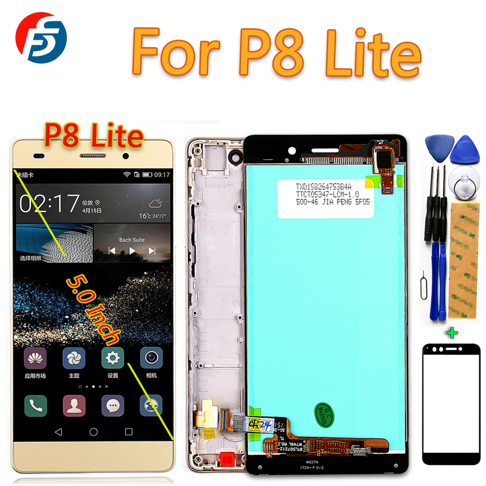 100% протестированный 5 0 дюймовый сенсорный экран для huawei P8 Lite ALE L21 ЖК дисплей