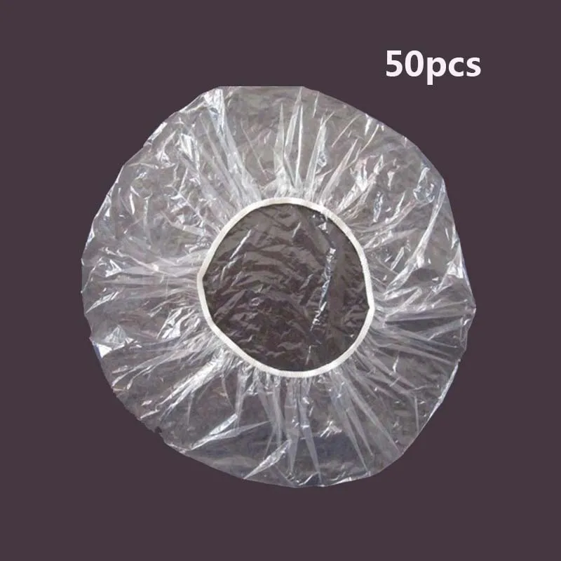 White 50pcs 100 шт./лот одноразовая шапочка для душа s Hat Clear Spa парикмахерский салон, Отель одноразовая купальная эластичная шапочка Товары для ванной комнаты шапочка для ванны s - Цвет: White 50pcs