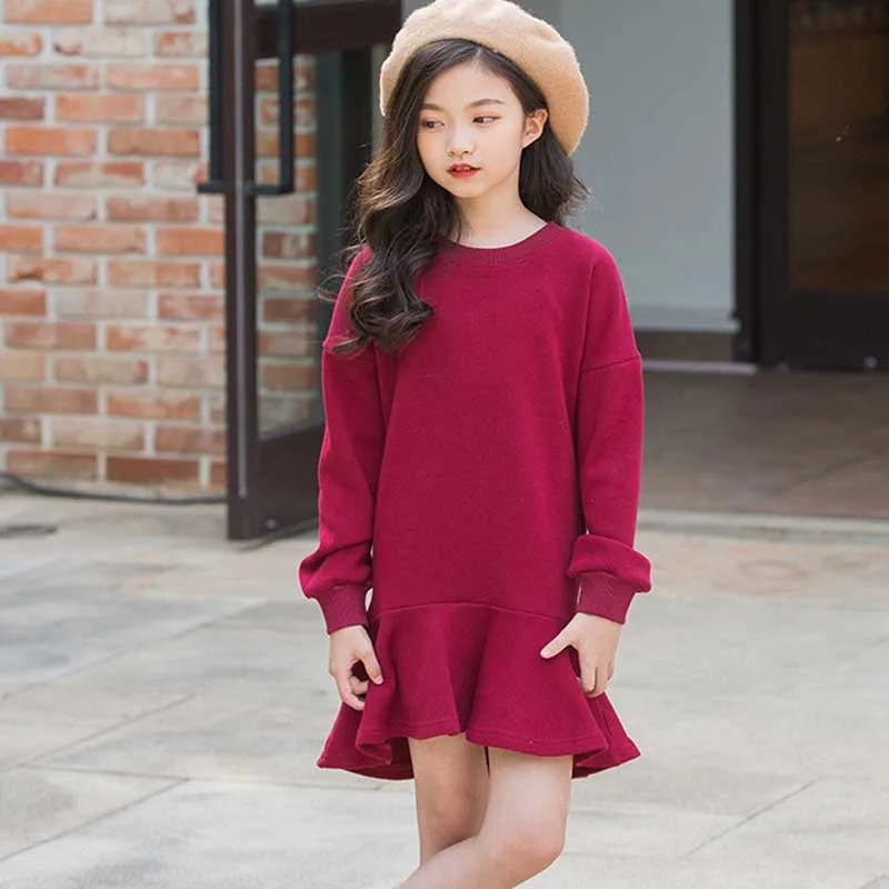 Рождественский теплый вельветовый свитер платья для девочек сезон осень зима