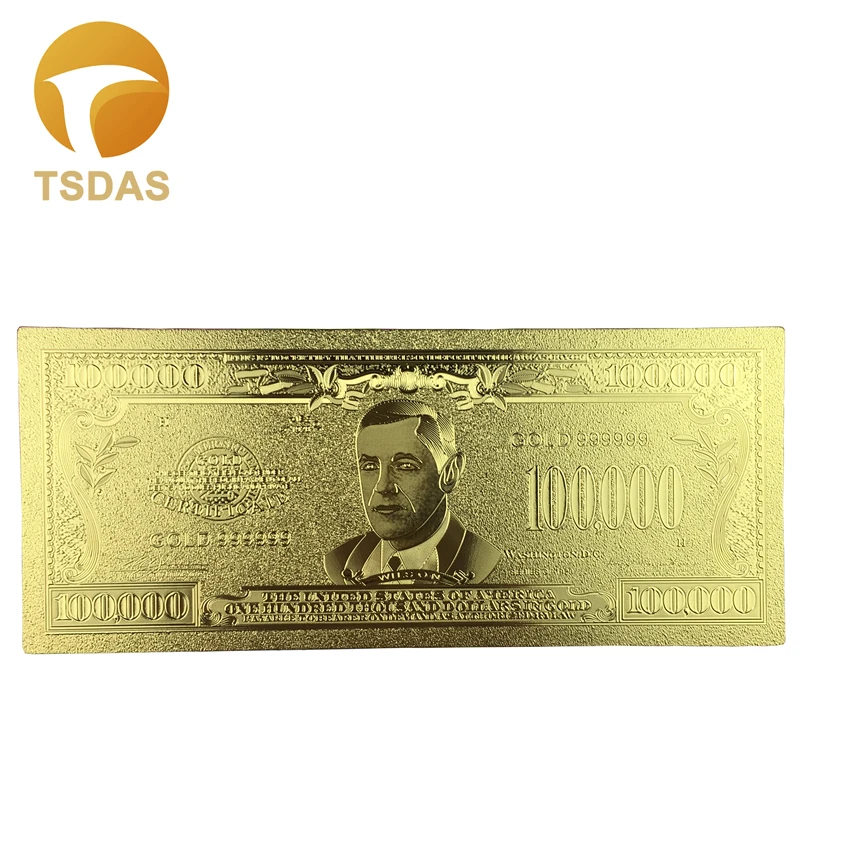 Золотые украшения американские банкноты качественные 100 000 долларовые из золотой