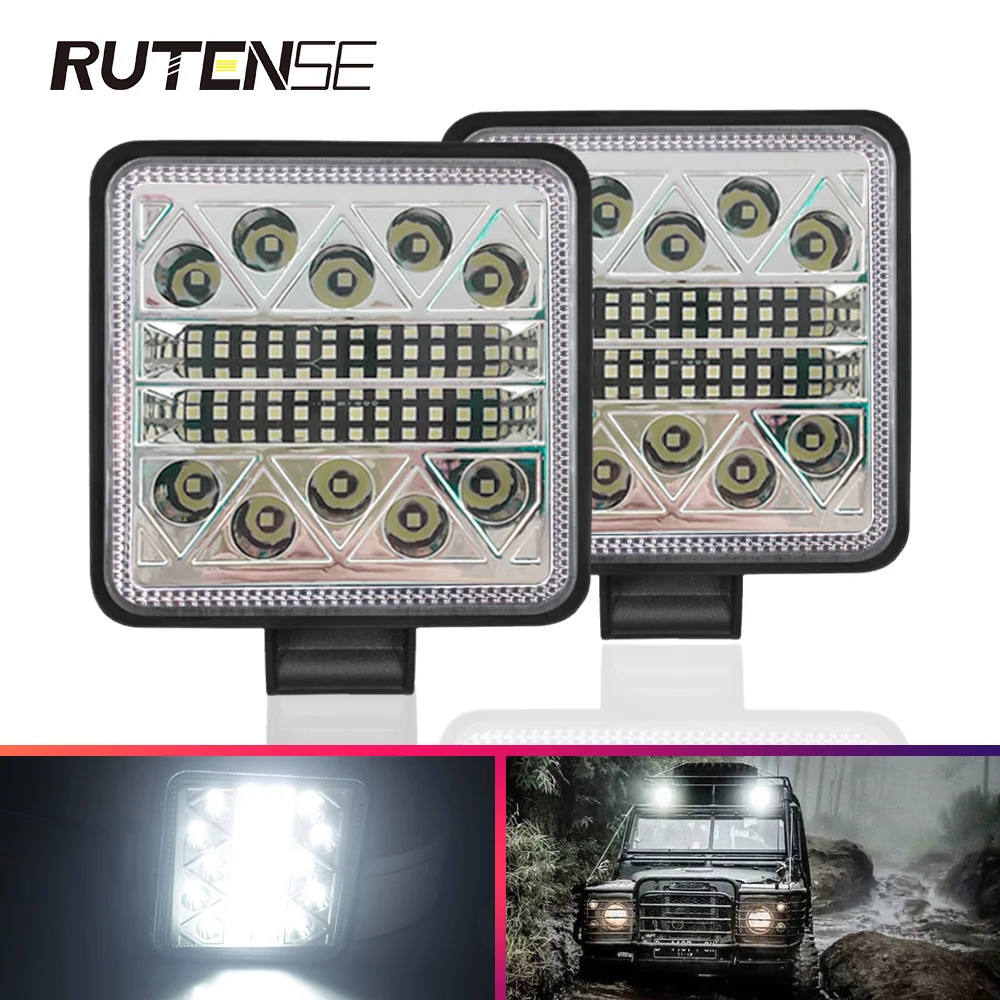 

car led work light bar spotlight 102w square 34LED off-road 4X4 4WD auto truck SUV ATV 12V 24V 8000lm Offroad Accessories 6000k