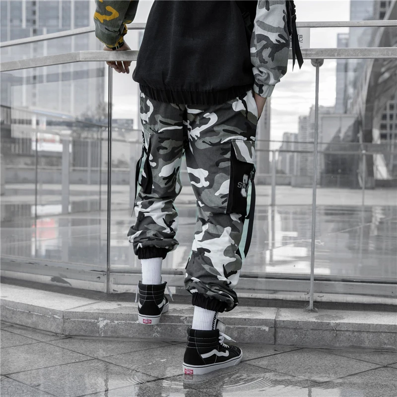 US Size Streetwear Camouflage Patchwork Sweatpants Men Jogger Elastic Waist 2019 Autumn Mens Camo Joggers Casual DG182 | Мужская одежда
