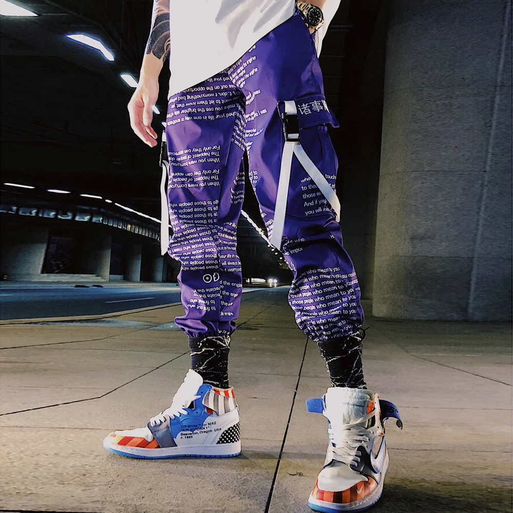

Cargo Joggers Men 2021 New Streetwear Hip Hop Letter Print Harem Pants Mens Casual Trousers Sweatpants