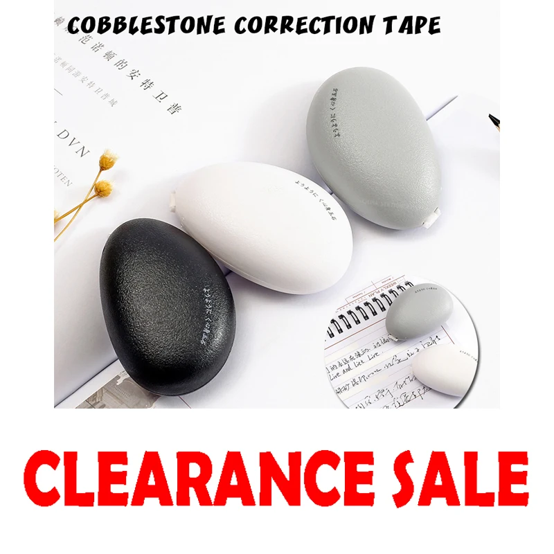 

Чистый цвет галька корректирующий пояс для студентов и офиса креативный Простой камень пластик 1p Белый Черный Серый C131 6 м 26 г