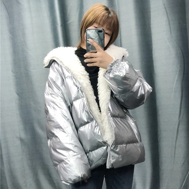 Женская зимняя куртка на белом утином пуху с меховым воротником|Женские