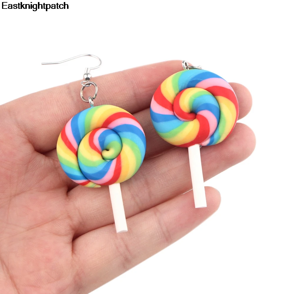 

20pairs E1957 Earring For Women Cartoon Color Lollipop Earrings Children Jewelry Handmade Cute Girls Candy Gift