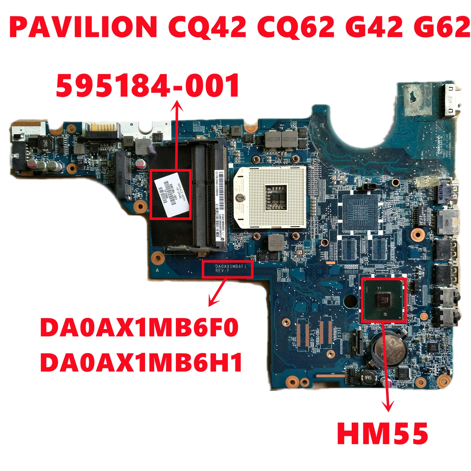 595184-001 595184-501 595184-601 для ноутбука HP PAVILION CQ42 CQ62 G42 G62 материнская плата DA0AX1MB6F0 DA0AX1MB6H1 HM55