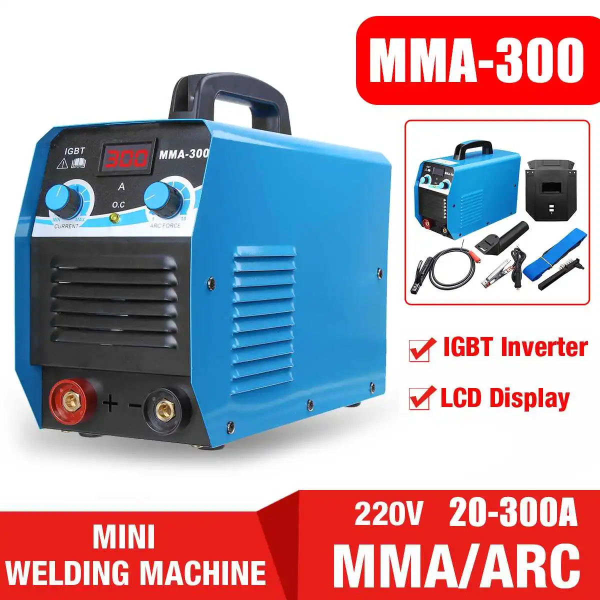 FORGELO 220V 20 300A 7000W Mini DC IGBT Inveter MMA/ARC сварочные инструменты ручной дисплей чистый
