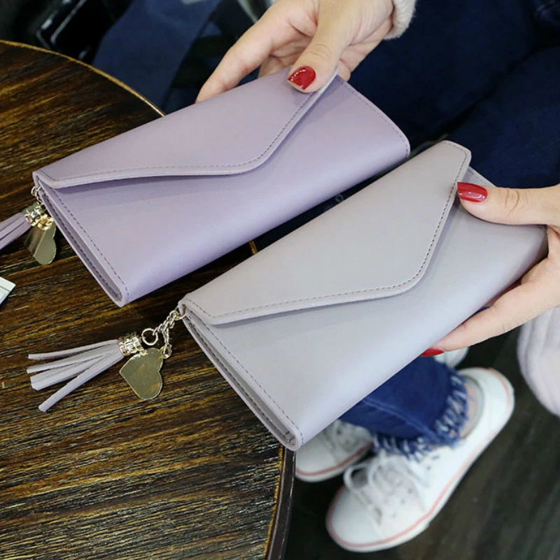 Кошелек женский из искусственной кожи с кисточками Длинный кошелек в Корейском