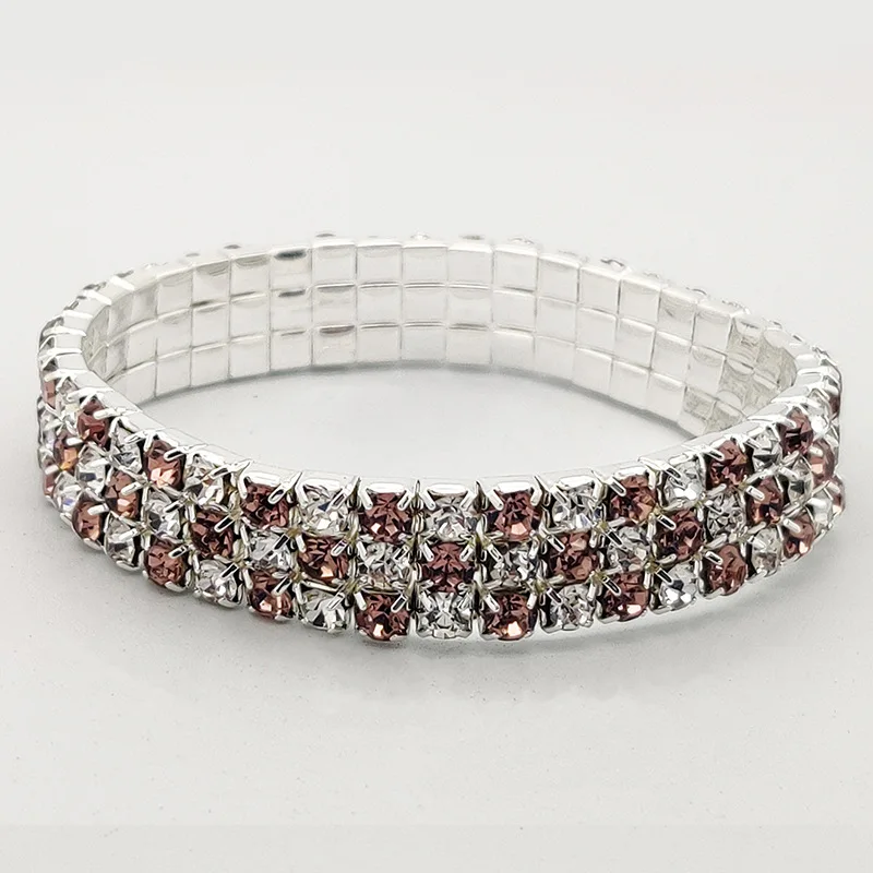 

Classic Female Rainbow Zircon Bracelet Charm Silver Color Wedding Bracelets For Women Cute Round Crystal Stone Bracelet Jewelry