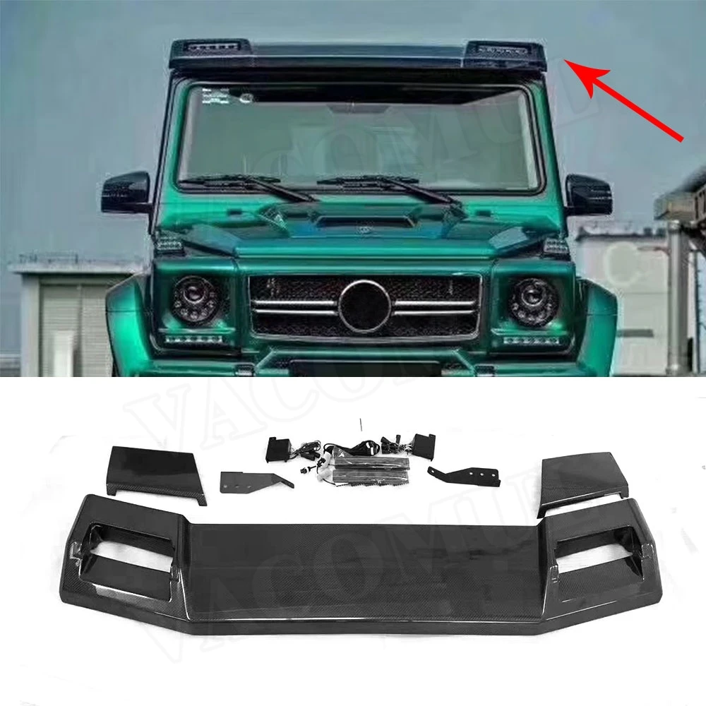 

For G Class Carbon Fiber Rear Trunk Wings Roof Spoiler with LED Lights for Mercedes W463 G500 G55 G65 Wagon 2015+ B Style