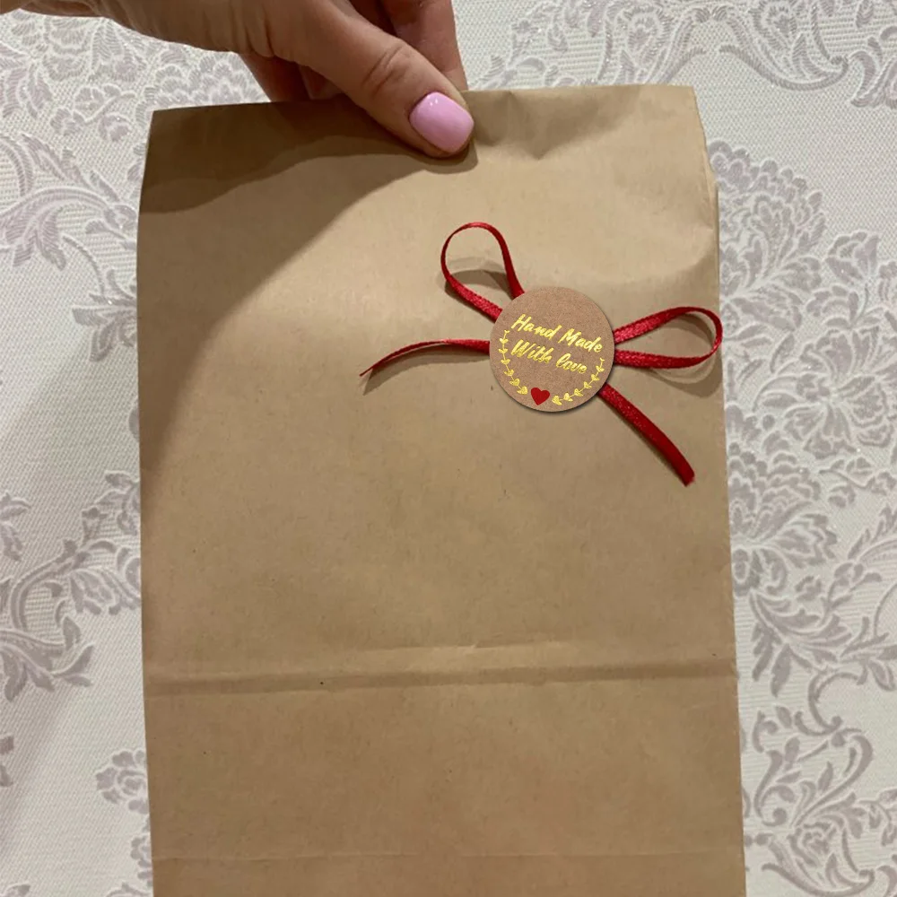 10 styles gold foil Kraft paper thank you stickers seal labels for wedding envelope handmade sticker 500 pcs/roll | Канцтовары для