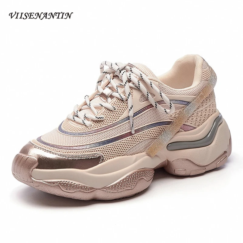 

Женские кроссовки из дышащей сетчатой ткани, на платформе