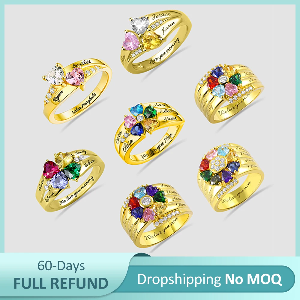 

Женское кольцо с именем на заказ, с камнем кольца из серебра 925 пробы