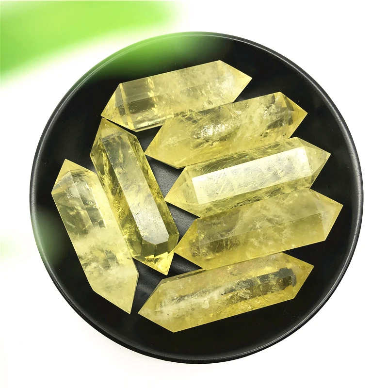 1 шт. натуральный двойной точечный цитрин желтая Хрустальная башня кристалл