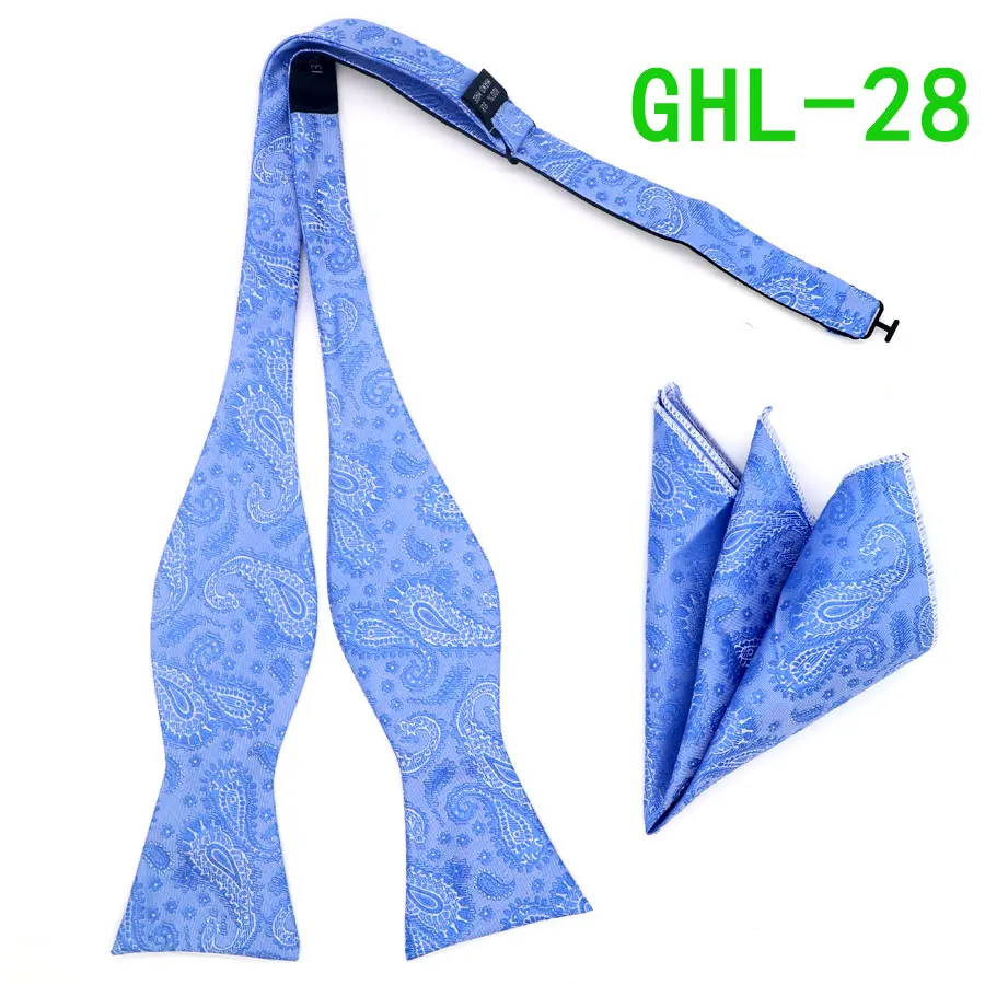 GHL 28 GHL17-36 полосатый шёлковый жаккардовый тканый Для мужчин бабочка самостоятельно регулируемый галстук-бабочка Карманный платок носовой платок костюм для свадебного торжества - Цвет: GHL 28