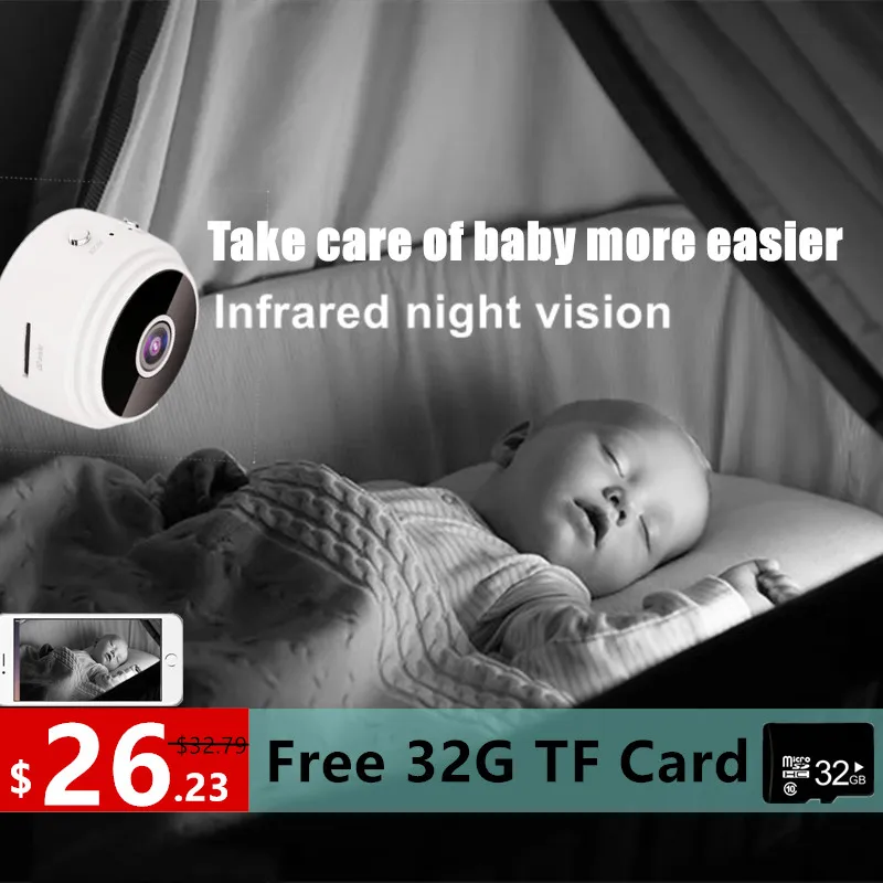 

Magnetic design free 32G TF card 1080P baby monitor mini ip camera / surveillance camera for baby /wireless IP camera