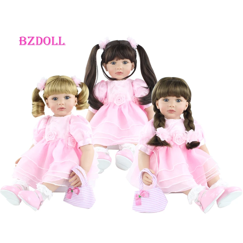 

Силиконовая кукла-реборн для девочек, виниловая игрушка 60 см, 24 дюйма, розовое платье принцессы, наряд для малышей, игровой домик, подарок на ...