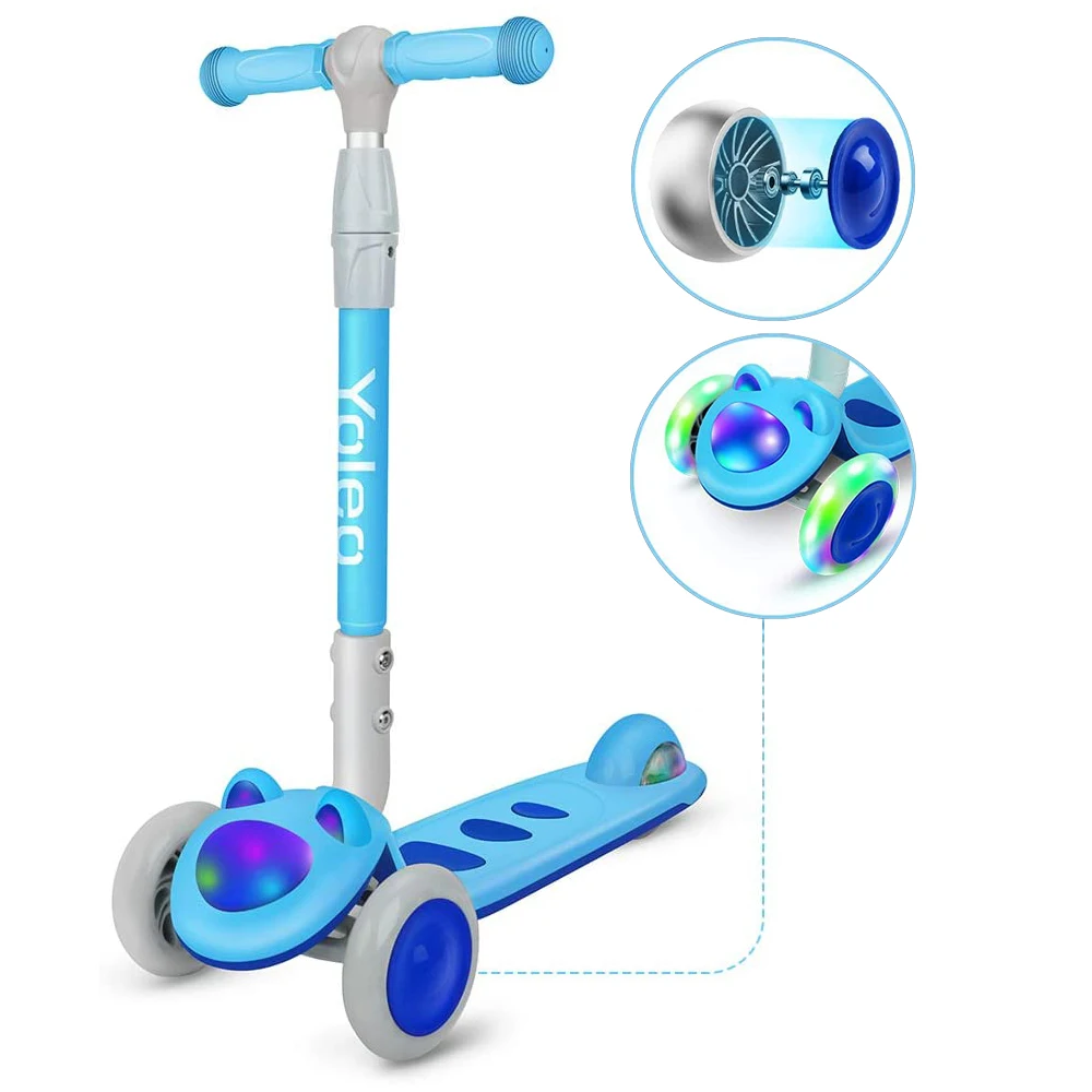 Скутер способный преодолевать Броды для детей девочек с светодиодный большими