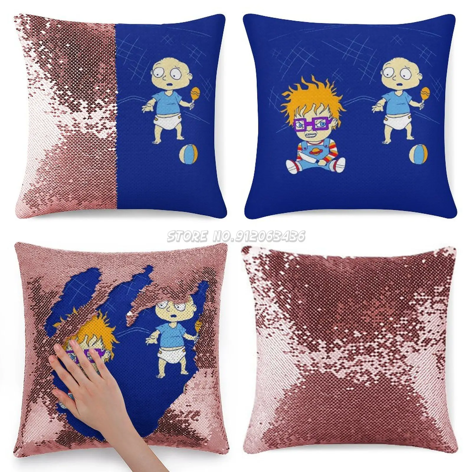 

Play Sequin Pillowcase Throw Pillow Cover for Sofa 40X40cm Mermaid Horror