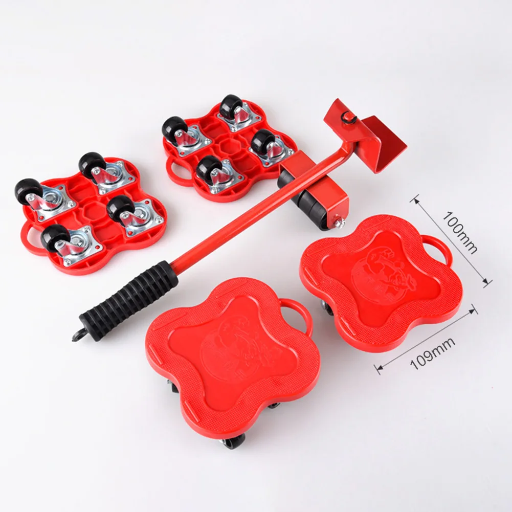 

Furniture Mover Tool Set Furniture Transport Lifter Heavy Stuffs Moving Tool 4 Wheeled Mover Roller Wheel Bar Hand Tools Set