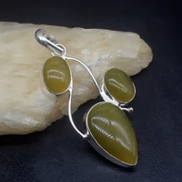 gemstonefactory jewelry big promotion 925 silver special hot fashion green agate women ladies gifts necklace pendant 0858