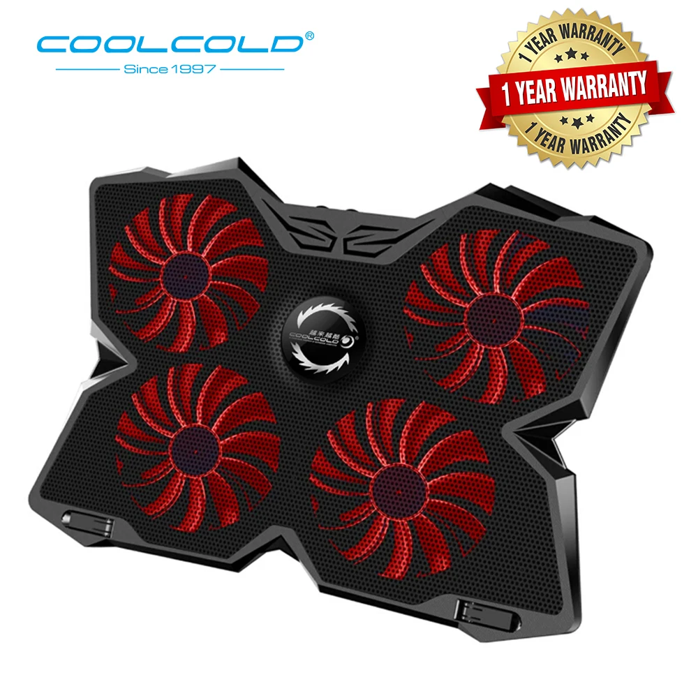

Coolcold Laptop Cooler Laptop Cooling Pad Laptop Fan Cooler Notebook Adjustable Speed with 4 Fans for 14"-17" Laptop