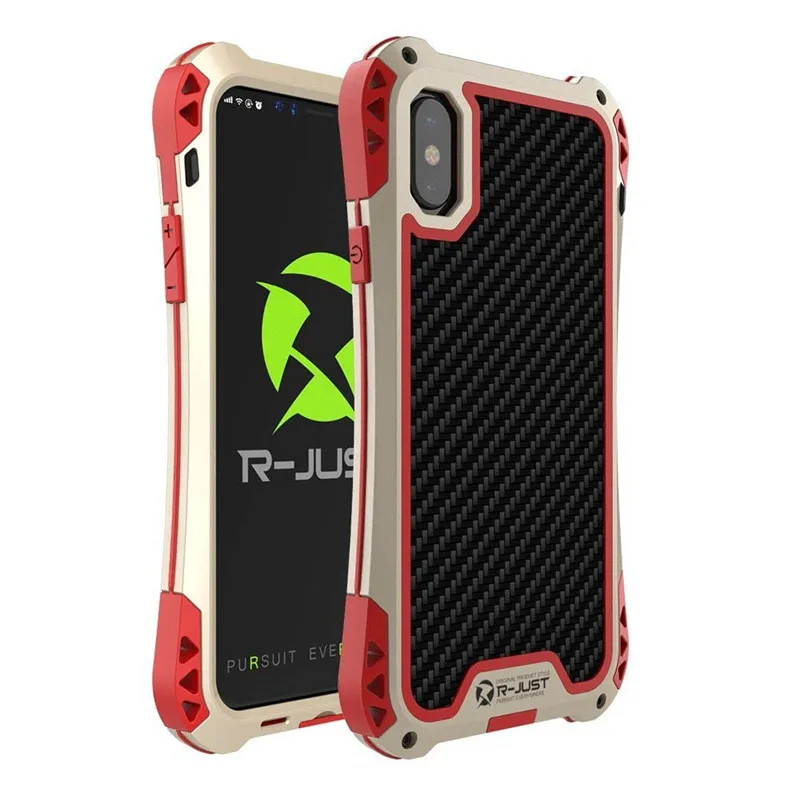 Gold Red R-JUST противоударный Броня чехол для телефона Apple iphone 11 Pro Max X 8 7 6Plus 5 5S Роскошные жесткие чехлы для iphone XS XR XS Max Coque - Цвет: Gold Red