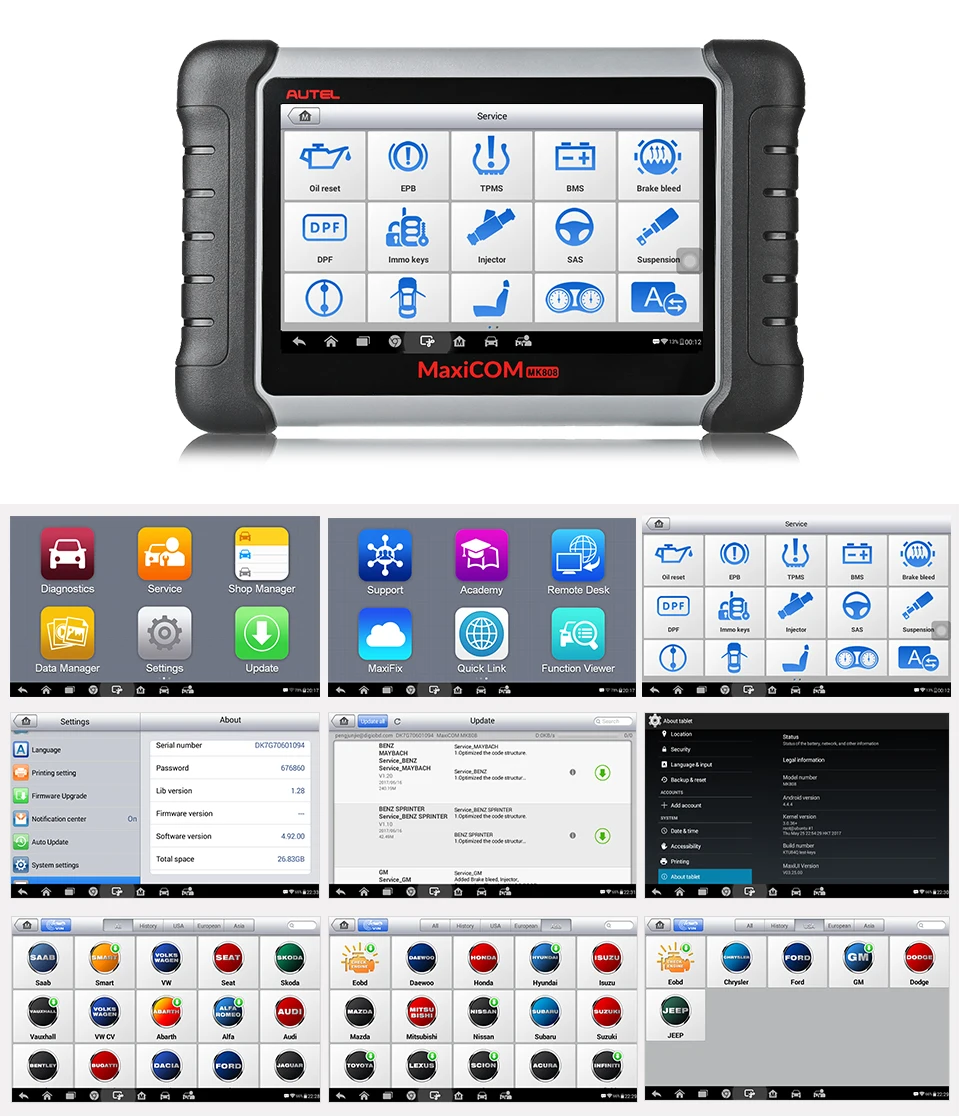 Autel MaxiCOM MK808 OBD2 сканер авто инструмент для диагностического сканирования