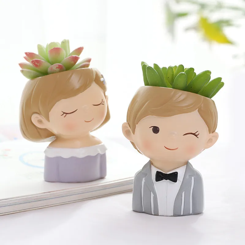 4 шт./компл. милая пара кашпо для суккулентов цветочный горшок офиса креативный