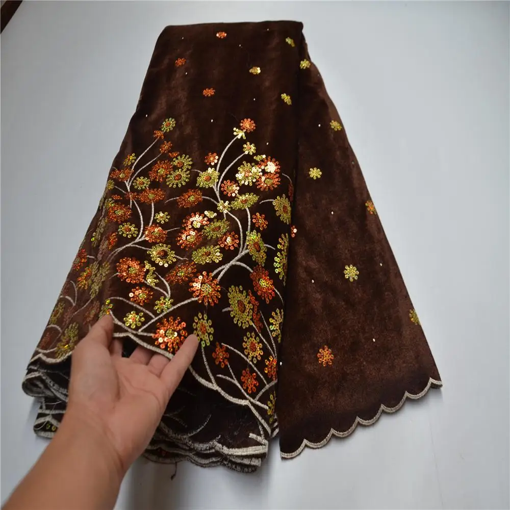 

African Lace Fabric 2020 High Quality Velvet Lace Fabric With Sequins Lace Nigerian Lace Velvet Lace Fabric French Lace Fabric