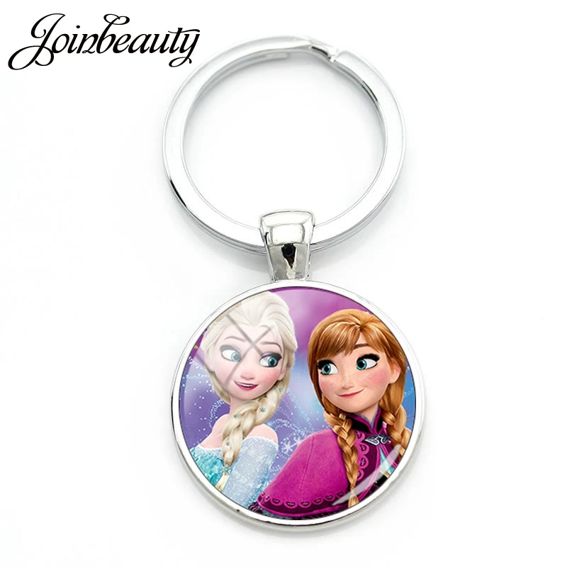 JOINBEAUTY платье принцессы с изображением героев мультфильма «Холодное сердце» Эльзы и Анны кулон в виде королевы брелок со стеклянным кабошоном Брелок-талисман держателем в виде кольца для подарков SQ08