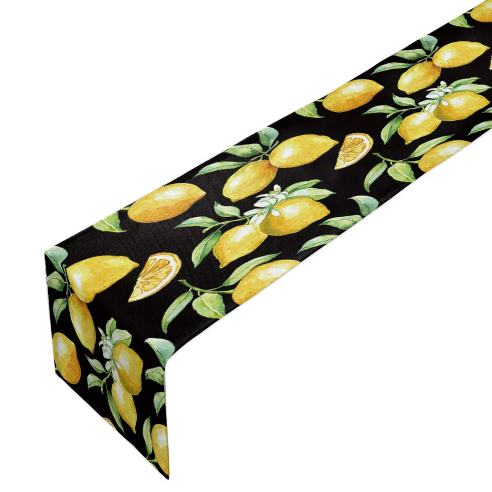 

Holiday Dining Room Table Runner Home Decor Festival Linen Tablecloth Lemon Pattern Celebration Party Daily Washable Rectangle