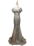 

Sequined Evening Dress 2020 Long Sleeveless Zipper Robe De Soiree Luxury Prom Mermaid Gown Bodycon Dress Sparkling Evening Gowns