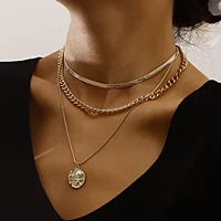 boho vintage gold coin eye layered chain necklace for women imitation pearl moon long choker collar pendant snake jewelry 2021