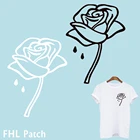 Черный, белый цвет розы нашивки с принтом передачи для костюмы приклеивающиеся утюгом нашивки DIY теплопередачи наклейки футболка стикеры аппликация