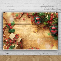 laeacco old wooden boards christmas gifts polka dots glitters banner personalized poster photographic background photo backdrops