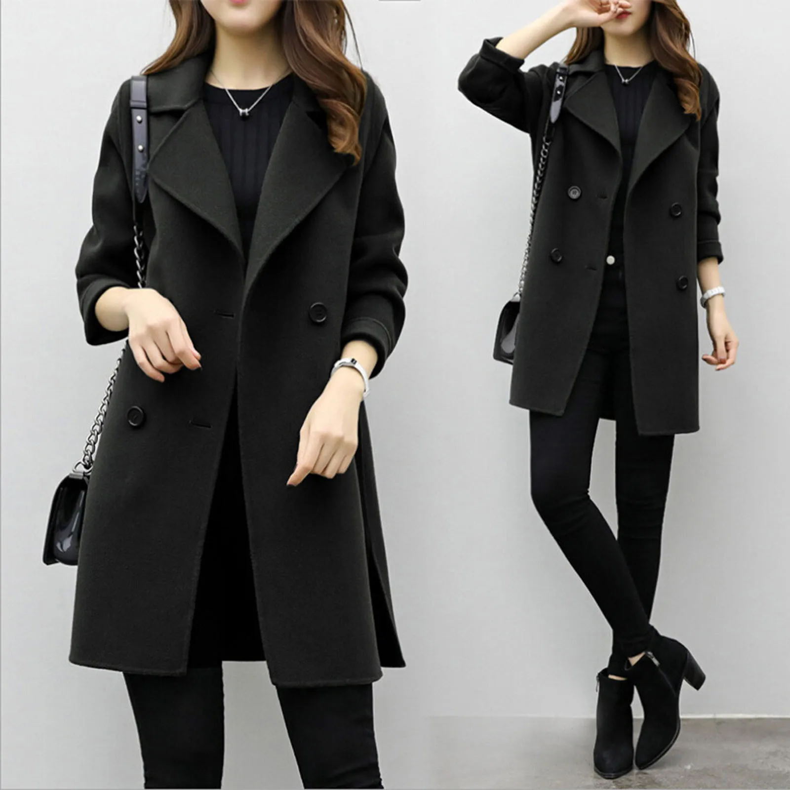 

Autumn Winter Overcoat Women Wool Blends Coat Fashion Long Woolen Coat Slim Type Solid Female Winter Wool Jackets Outwear#G3