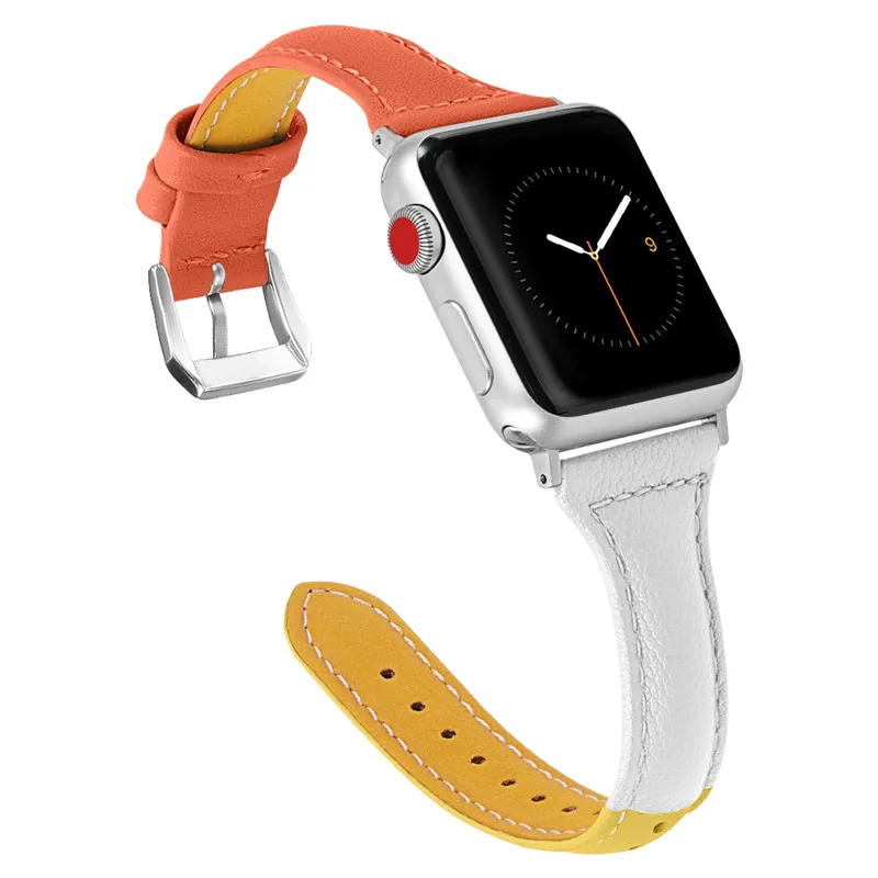 Натуральная кожа сменный ремешок для apple watch группа 4 контрастного цвета браслет Смарт-аксессуары для наручных часов iwatch 3/2/1 44 40 38-42 м